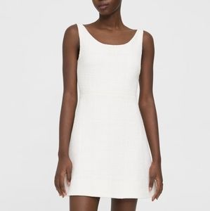 NWT Ballerina Neckline Mini Dress in Cotton Tweed - White